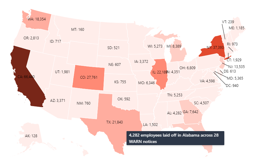 Layoffs in Alabama 2023.