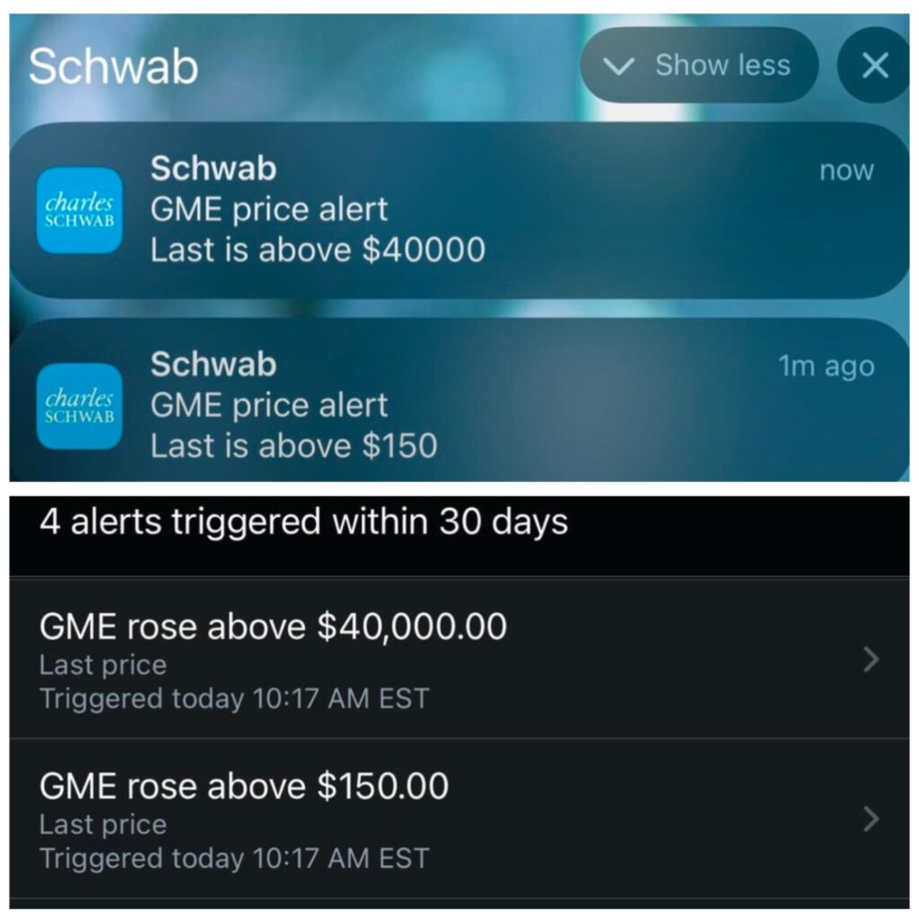 GME Price 40000 glitch