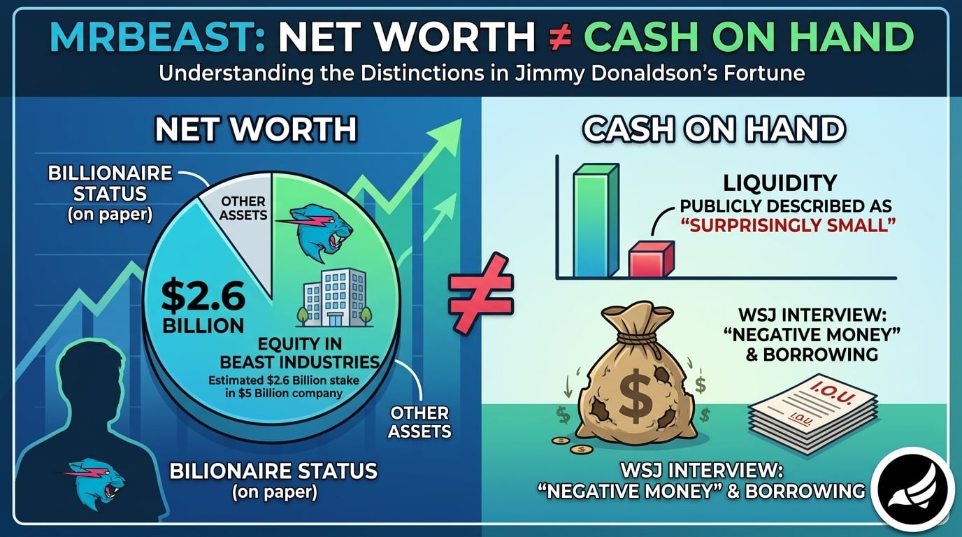 MrBeast net worth explained as private company equity versus cash
